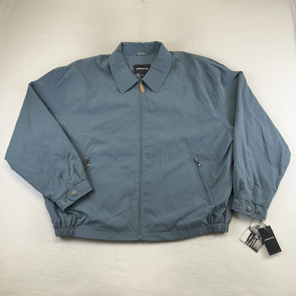 London Fog Jacket Mens 2XL Blue Windbreaker L45500 Lightweight Lined Full Zip